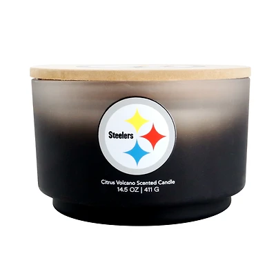 Pegasus Pittsburgh Steelers 14.5 oz. Glass Gradient Candle with Printed Wood Top