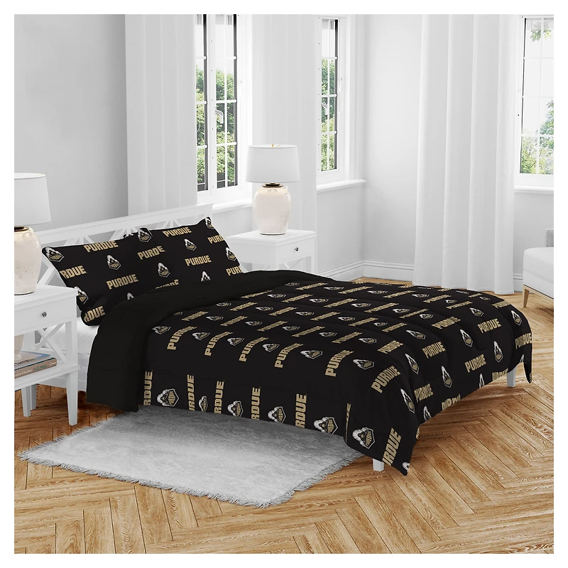 Pegasus Purdue Boilermakers Home Field Three-Piece Queen Bed in a Bag Set