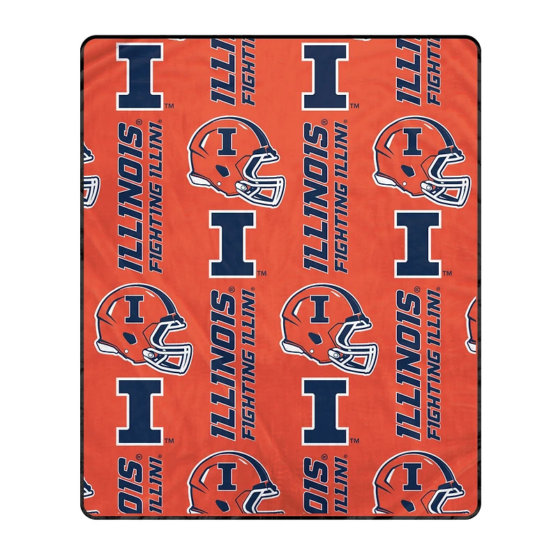 Pegasus Illinois Fighting Illini 50" x 60" Homefield Stacked Logos Ultra Soft Blanket