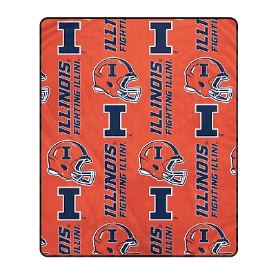 Pegasus Illinois Fighting Illini 50" x 60" Homefield Stacked Logos Ultra Soft Blanket