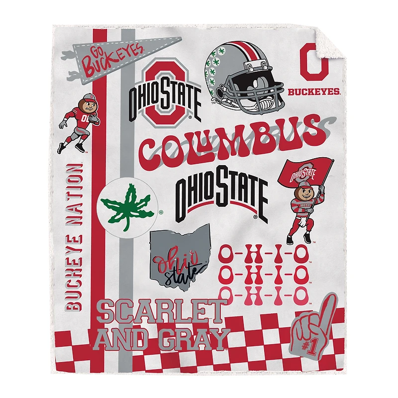 Pegasus Ohio State Buckeyes 60" x 70" Loco Fan Ultra Cozy Sherpa Blanket