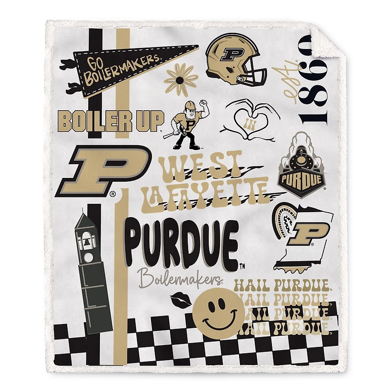 Pegasus Purdue Boilermakers 60" x 70" Loco Fan Ultra Cozy Sherpa Blanket