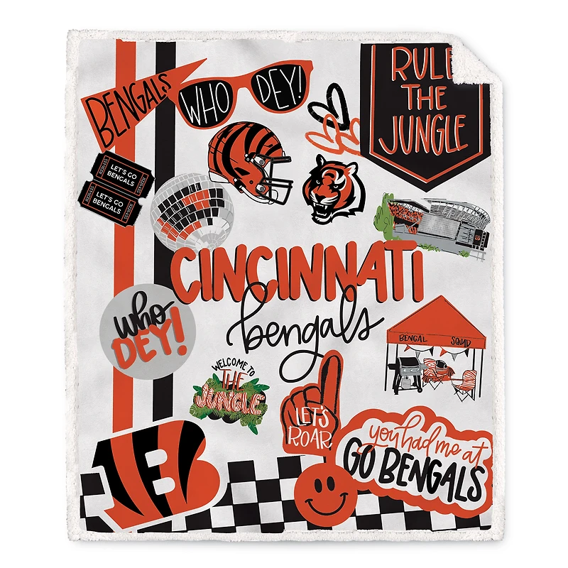 Pegasus Cincinnati Bengals 60" x 70" Loco Fan Ultra Cozy Sherpa Blanket