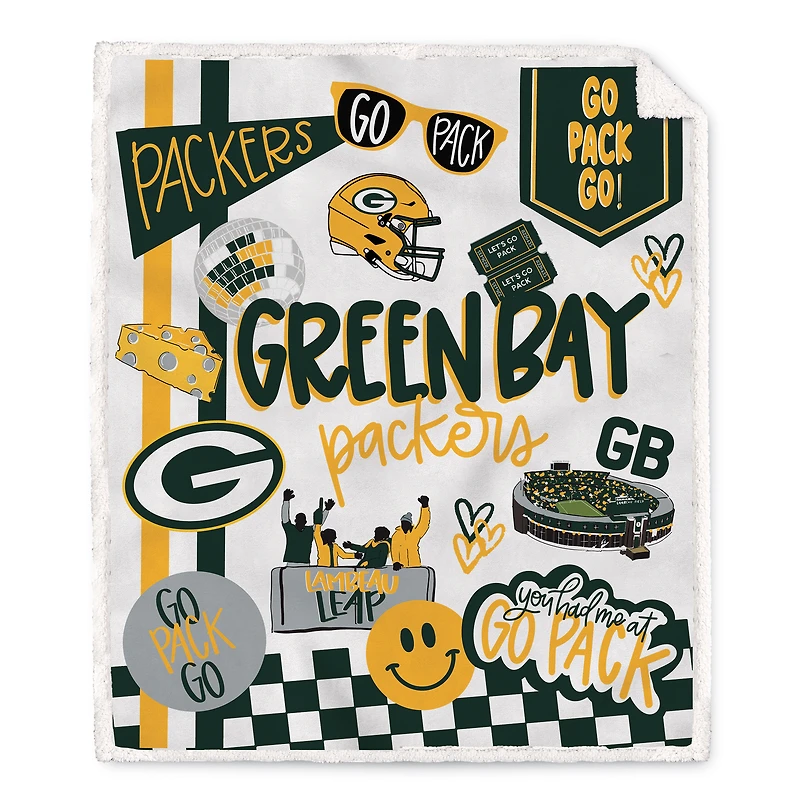 Pegasus Green Bay Packers 60" x 70" Loco Fan Ultra Cozy Sherpa Blanket