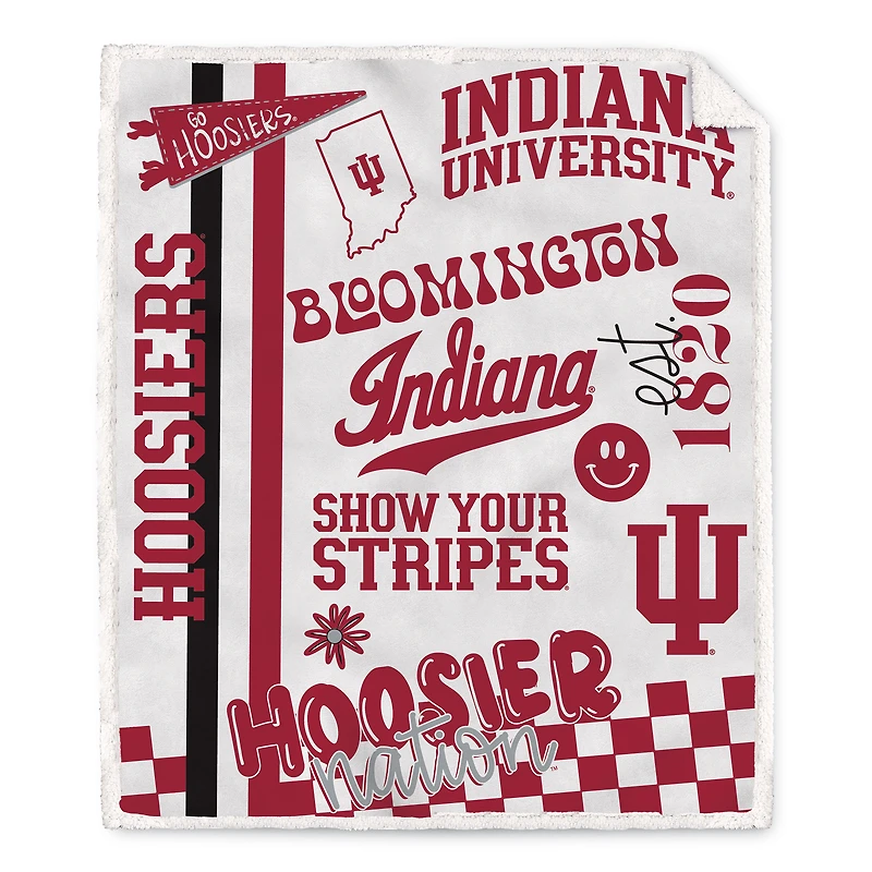 Pegasus Indiana Hoosiers 60" x 70" Loco Fan Ultra Cozy Sherpa Blanket