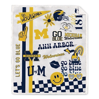 Pegasus Michigan Wolverines 60" x 70" Loco Fan Ultra Cozy Sherpa Blanket