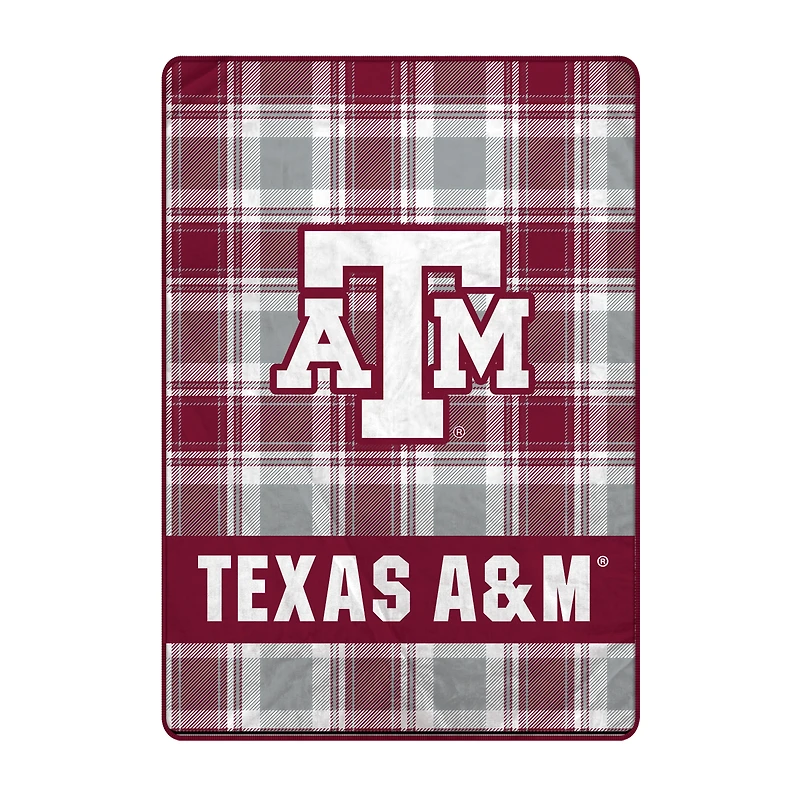 Pegasus Texas A&M Aggies 66" x 95" Oversized Plaid FAN-mily Ultra Cozy Blanket