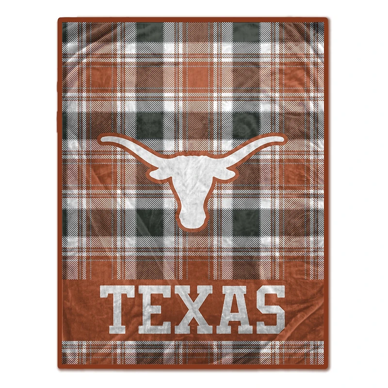 Pegasus Texas Longhorns 66" x 95" Oversized Plaid FAN-mily Ultra Cozy Blanket