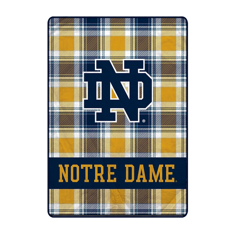 Pegasus Notre Dame Fighting Irish 66" x 95" Oversized Plaid FAN-mily Ultra Cozy Blanket