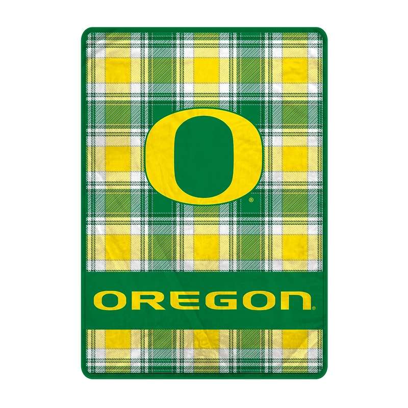 Pegasus Oregon Ducks 66" x 95" Oversized Plaid FAN-mily Ultra Cozy Blanket