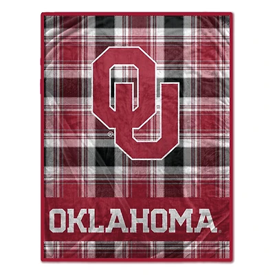 Pegasus Oklahoma Sooners 66" x 95" Oversized Plaid FAN-mily Ultra Cozy Blanket
