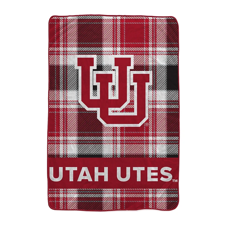 Pegasus Utah Utes 66" x 95" Oversized Plaid FAN-mily Ultra Cozy Blanket