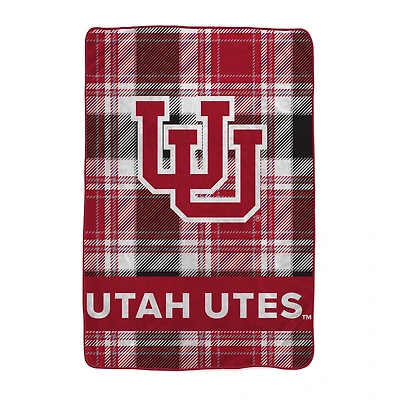 Pegasus Utah Utes 66" x 95" Oversized Plaid FAN-mily Ultra Cozy Blanket