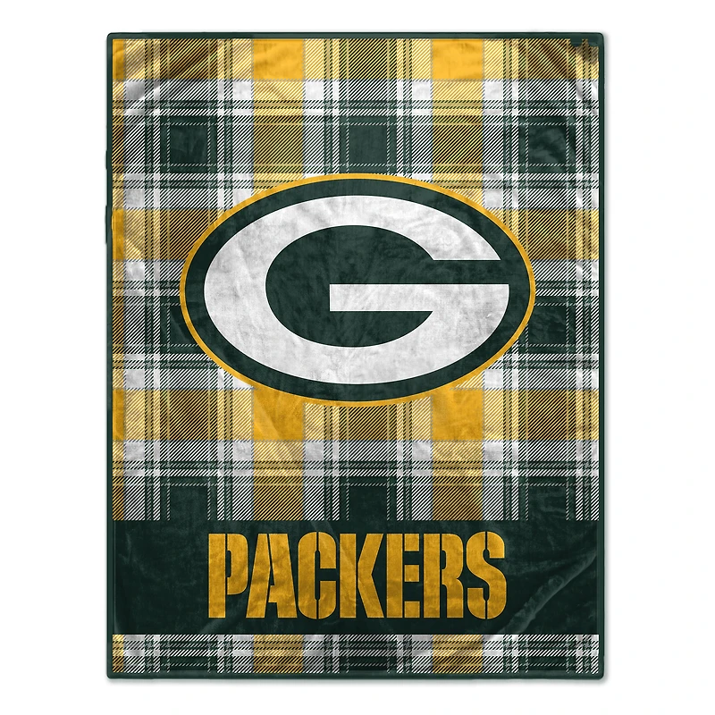 Pegasus Green Bay Packers 66" x 95" Oversized Plaid FAN-mily Ultra Cozy Blanket