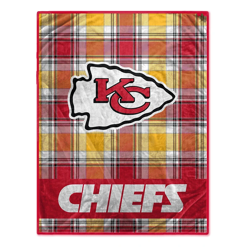 Pegasus Kansas City Chiefs 66" x 95" Oversized Plaid FAN-mily Ultra Cozy Blanket