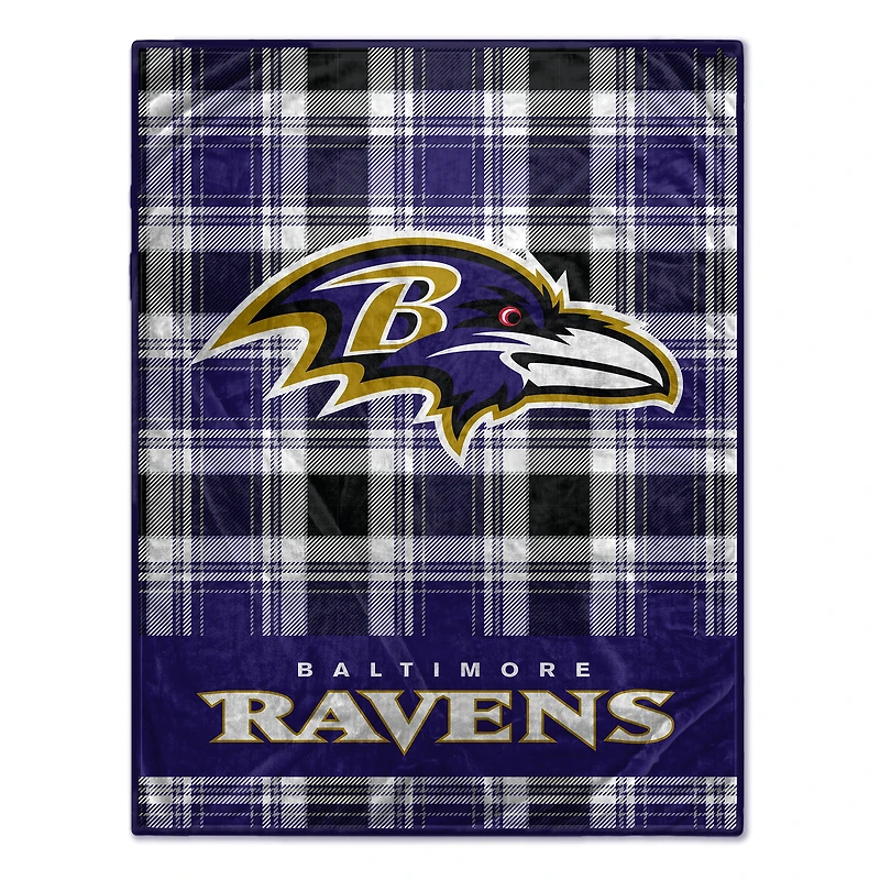 Pegasus Baltimore Ravens 66" x 95" Oversized Plaid FAN-mily Ultra Cozy Blanket