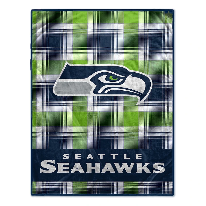 Pegasus Seattle Seahawks 66" x 95" Oversized Plaid FAN-mily Ultra Cozy Blanket