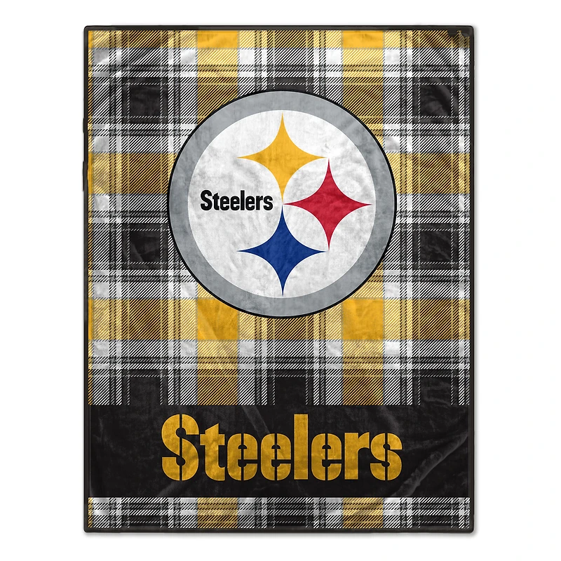 Pegasus Pittsburgh Steelers 66" x 95" Oversized Plaid FAN-mily Ultra Cozy Blanket