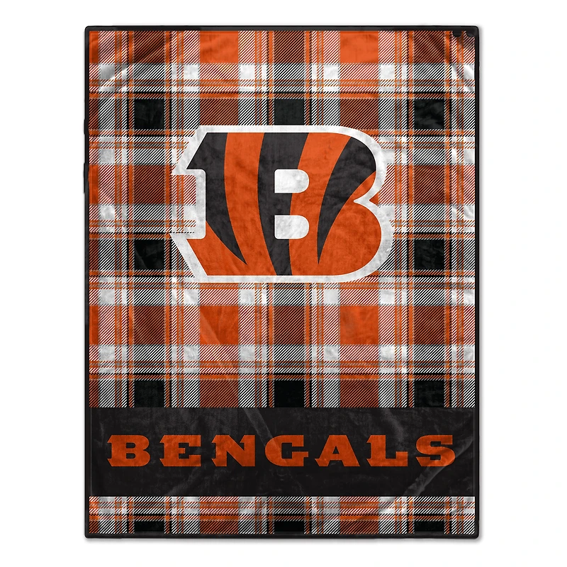 Pegasus Cincinnati Bengals 66" x 95" Oversized Plaid FAN-mily Ultra Cozy Blanket