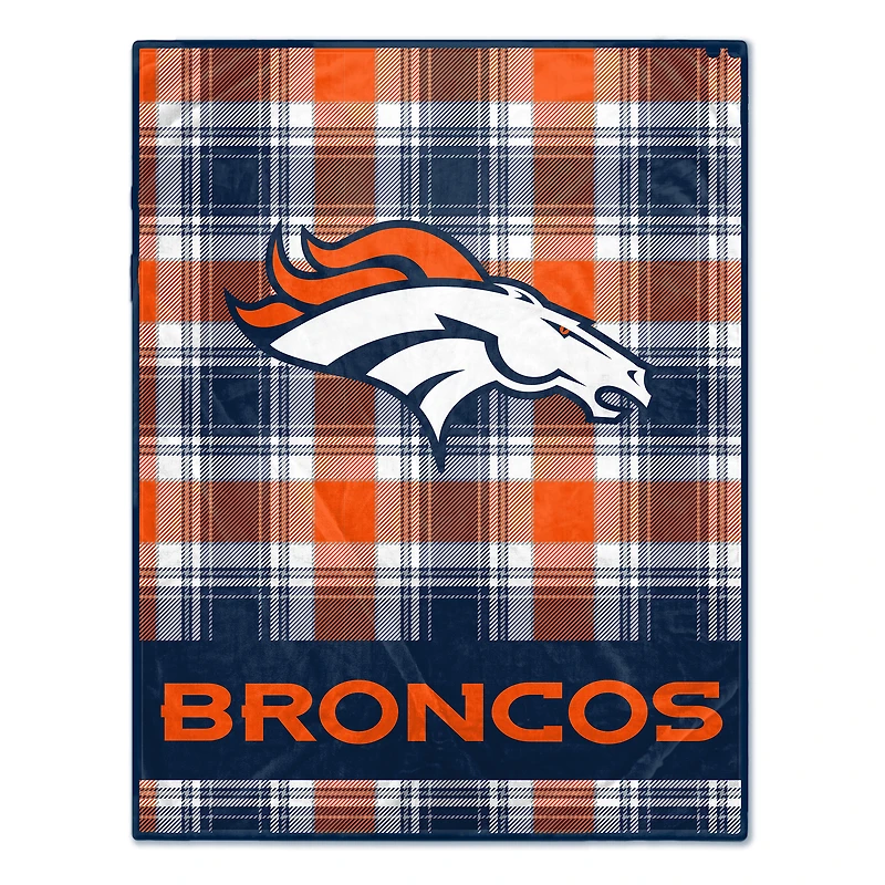 Pegasus Denver Broncos 66" x 95" Oversized Plaid FAN-mily Ultra Cozy Blanket
