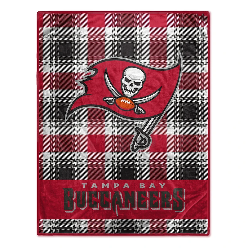 Pegasus Tampa Bay Buccaneers 66" x 95" Oversized Plaid FAN-mily Ultra Cozy Blanket