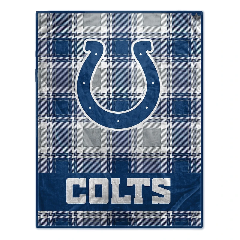 Pegasus Indianapolis Colts 66" x 95" Oversized Plaid FAN-mily Ultra Cozy Blanket
