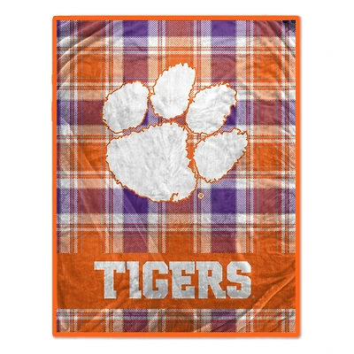 Pegasus Clemson Tigers 66" x 95" Oversized Plaid FAN-mily Ultra Cozy Blanket