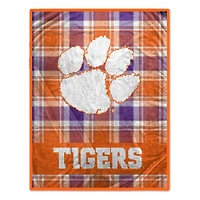 Pegasus Clemson Tigers 66" x 95" Oversized Plaid FAN-mily Ultra Cozy Blanket