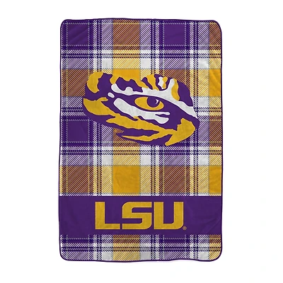 Pegasus LSU Tigers 66" x 95" Oversized Plaid FAN-mily Ultra Cozy Blanket