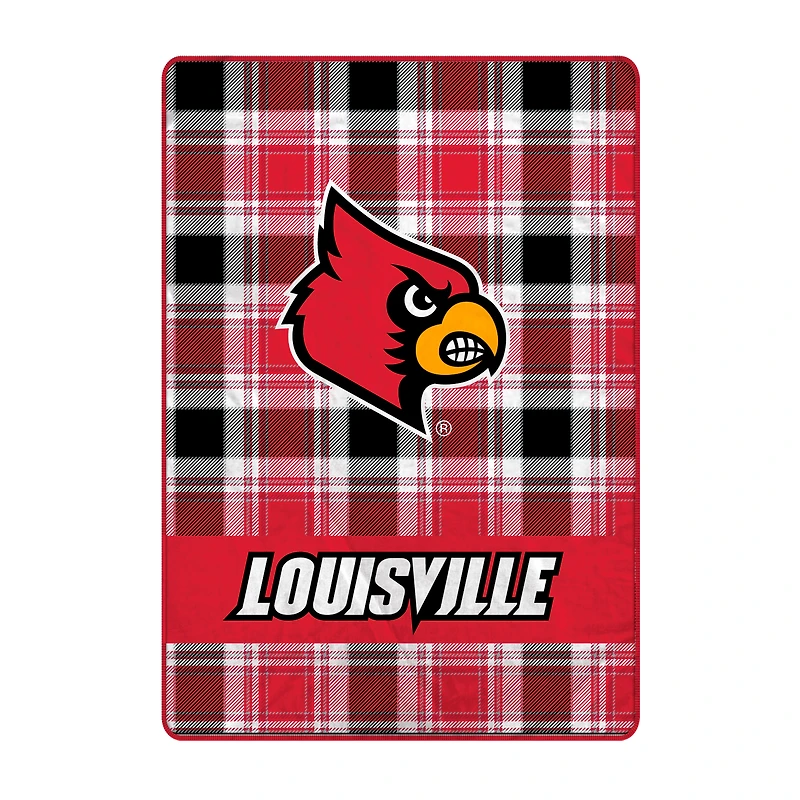 Pegasus Louisville Cardinals 66" x 95" Oversized Plaid FAN-mily Ultra Cozy Blanket