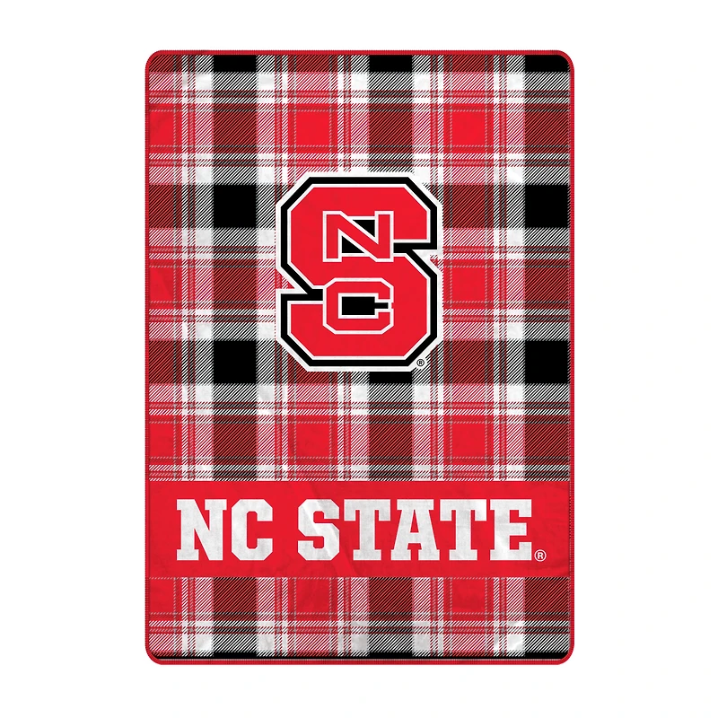 Pegasus NC State Wolfpack 66" x 95" Oversized Plaid FAN-mily Ultra Cozy Blanket