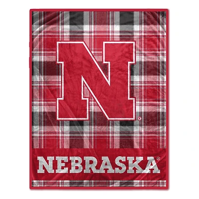 Pegasus Nebraska Huskers 66" x 95" Oversized Plaid FAN-mily Ultra Cozy Blanket
