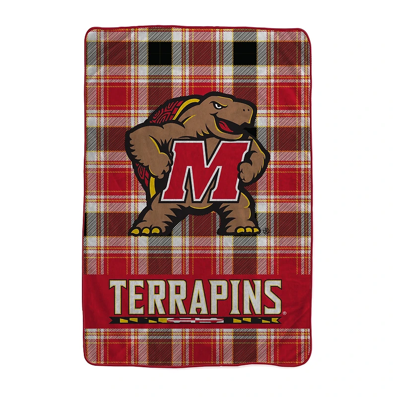 Pegasus Maryland Terrapins 66" x 95" Oversized Plaid FAN-mily Ultra Cozy Blanket
