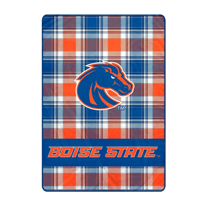 Pegasus Boise State Broncos 66" x 95" Oversized Plaid FAN-mily Ultra Cozy Blanket