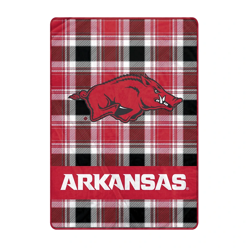 Pegasus Arkansas Razorbacks 66" x 95" Oversized Plaid FAN-mily Ultra Cozy Blanket