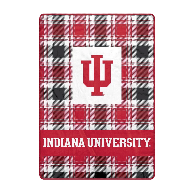 Pegasus Indiana Hoosiers 66" x 95" Oversized Plaid FAN-mily Ultra Cozy Blanket