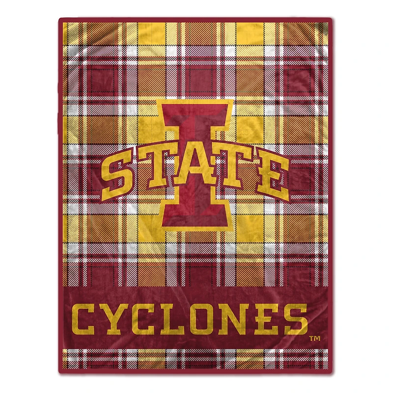 Pegasus Iowa State Cyclones 66" x 95" Oversized Plaid FAN-mily Ultra Cozy Blanket