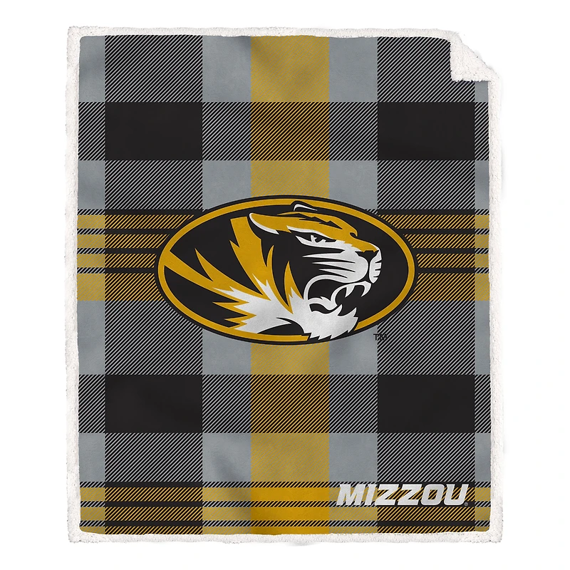Pegasus Missouri Tigers 60" x 70" Plaid Steel Royal Plush Sherpa Blanket