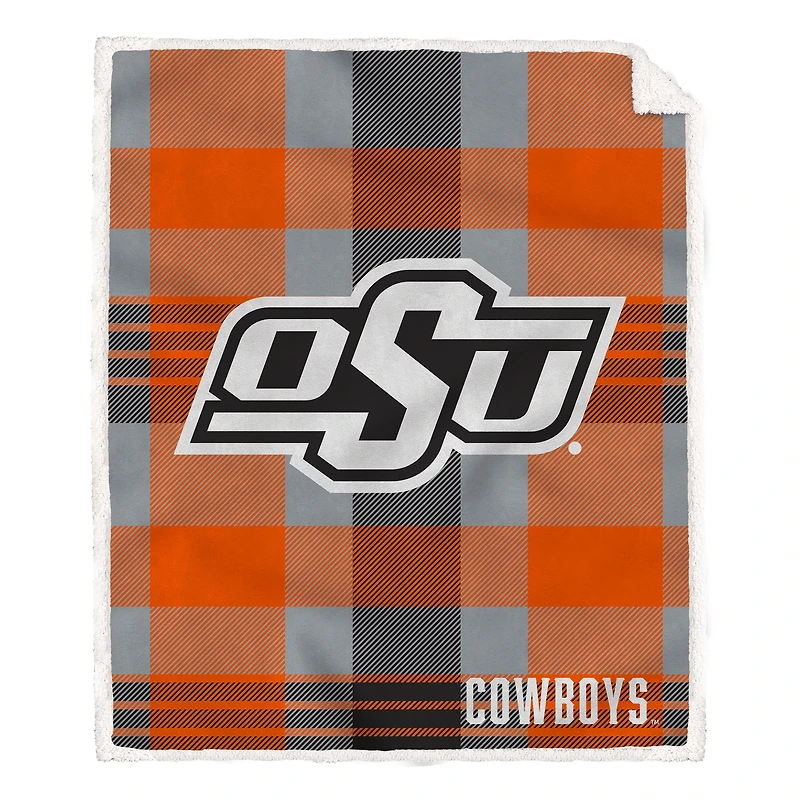 Pegasus Oklahoma State Cowboys 60" x 70" Plaid Steel Royal Plush Sherpa Blanket