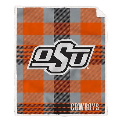 Pegasus Oklahoma State Cowboys 60" x 70" Plaid Steel Royal Plush Sherpa Blanket