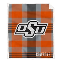 Pegasus Oklahoma State Cowboys 60" x 70" Plaid Steel Royal Plush Sherpa Blanket