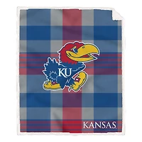 Pegasus Kansas Jayhawks 60" x 70" Plaid Steel Royal Plush Sherpa Blanket