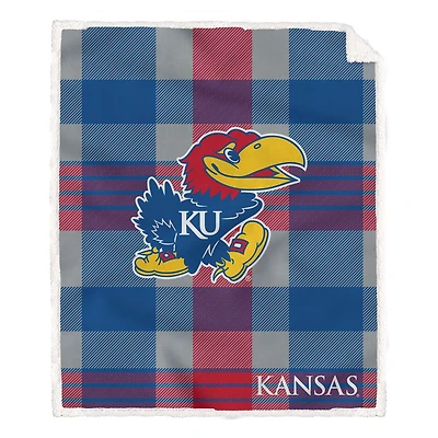 Pegasus Kansas Jayhawks 60" x 70" Plaid Steel Royal Plush Sherpa Blanket