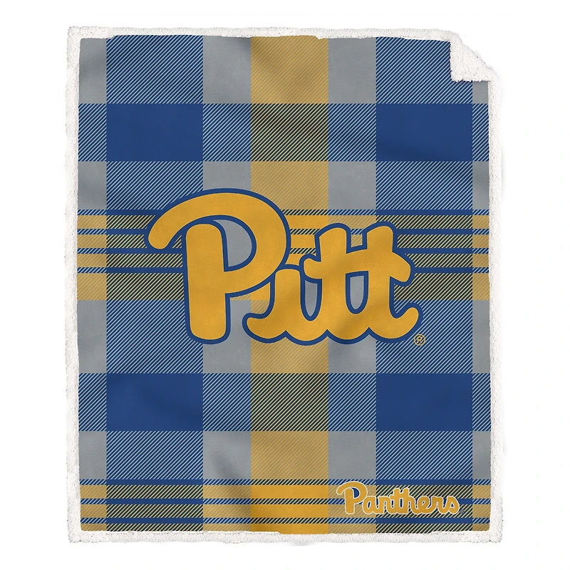 Pegasus Pitt Panthers 60" x 70" Plaid Steel Royal Plush Sherpa Blanket