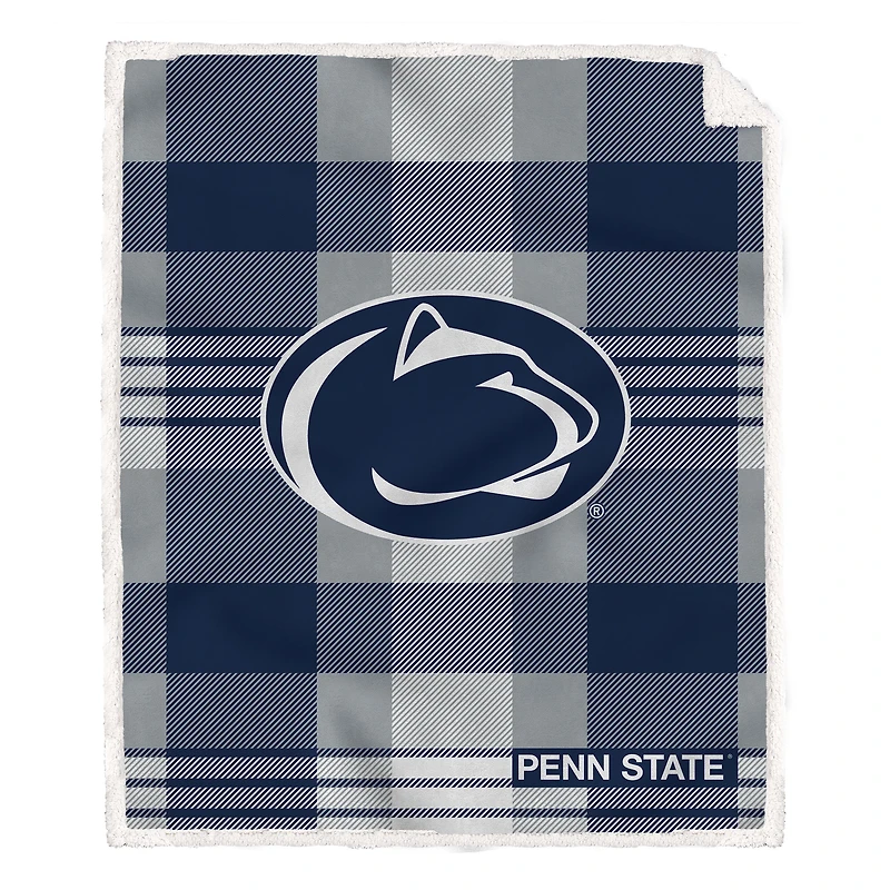 Pegasus Penn State Nittany Lions 60" x 70" Plaid Steel Royal Plush Sherpa Blanket