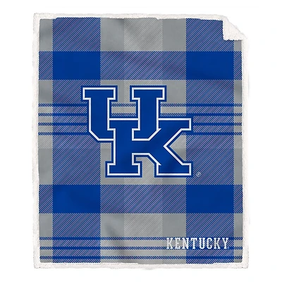 Pegasus Kentucky Wildcats 60" x 70" Plaid Steel Royal Plush Sherpa Blanket