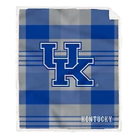 Pegasus Kentucky Wildcats 60" x 70" Plaid Steel Royal Plush Sherpa Blanket