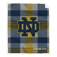 Pegasus Notre Dame Fighting Irish 60" x 70" Plaid Steel Royal Plush Sherpa Blanket