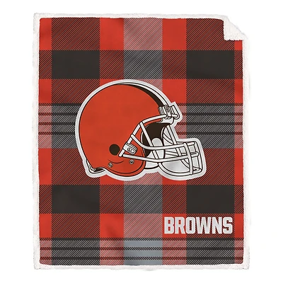 Pegasus Cleveland Browns 60" x 70" Plaid Steel Royal Plush Sherpa Blanket