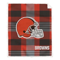 Pegasus Cleveland Browns 60" x 70" Plaid Steel Royal Plush Sherpa Blanket